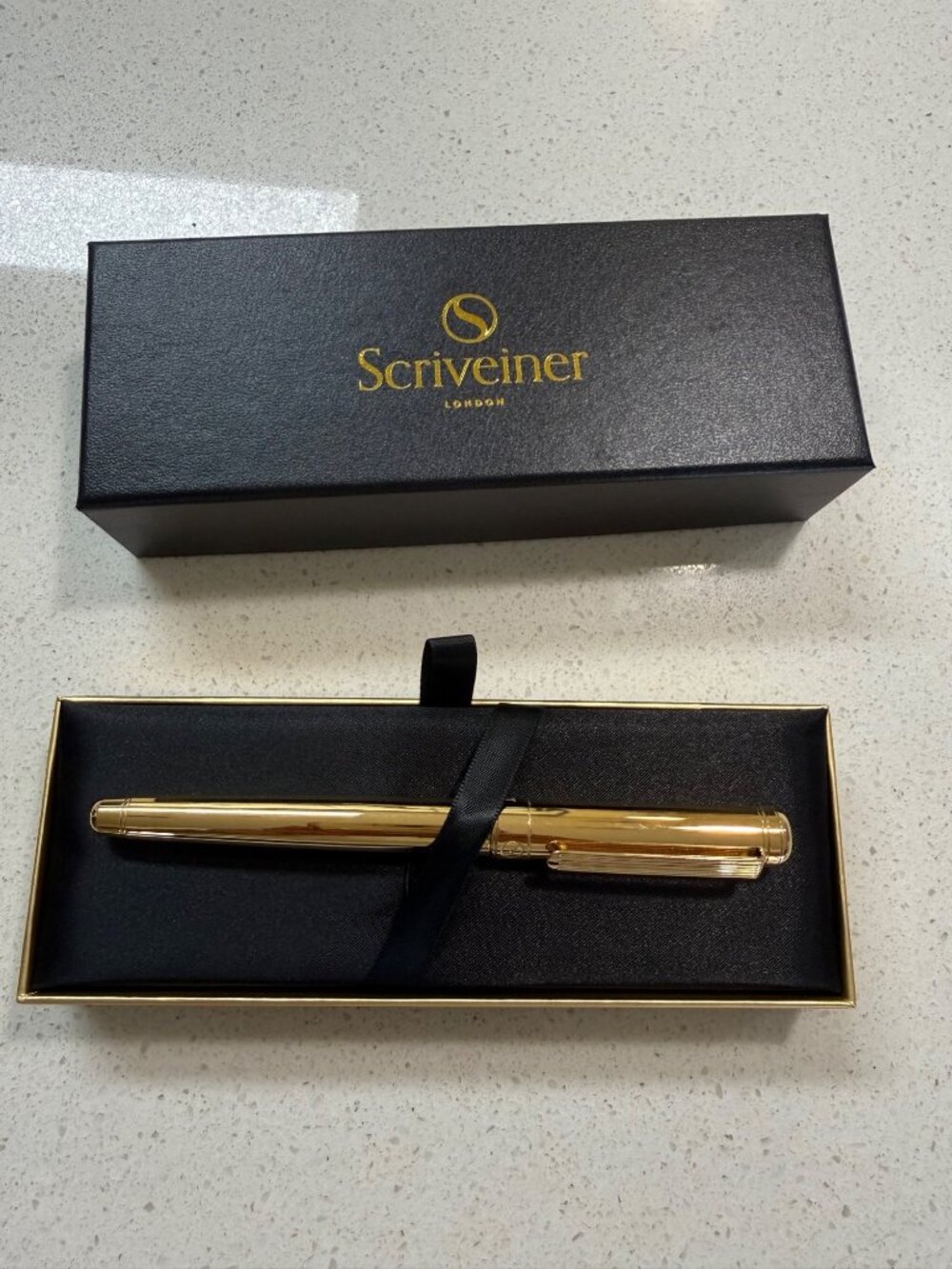 Scriveiner Luxury Gold Fountain Pen With Extra Fine Nib & Gift Box - Elegant Wri